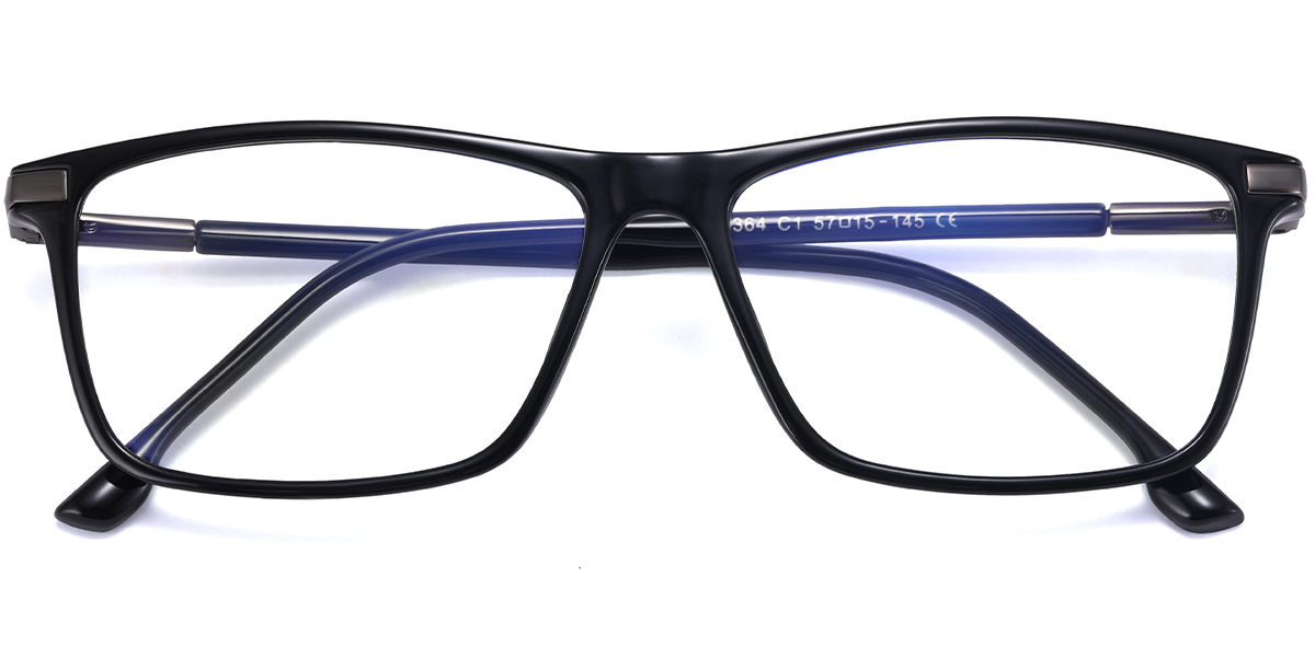 F-4500 Full-Rim Bright Black Square